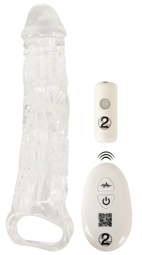 Crystal Clear RC Vibrating Ext Penisverlängerung mit Vibration, schwarz