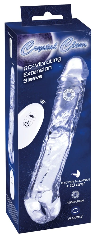 Crystal Clear RC Vibrating Ext Penisverlängerung mit Vibration, schwarz
