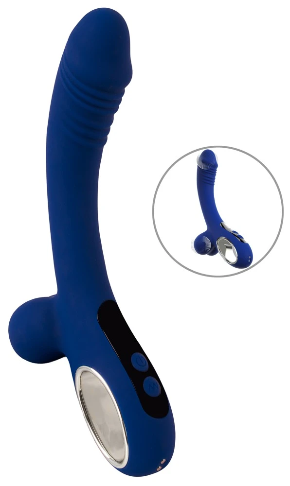 Sweet Smile Vibrator mit Vibro-Hoden und Display blau