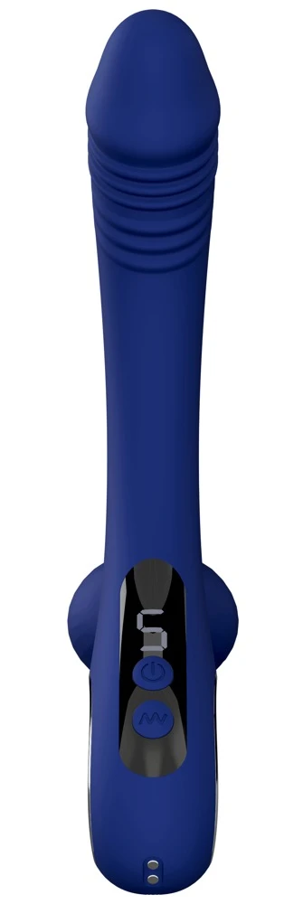 Sweet Smile Vibrator mit Vibro-Hoden und Display blau