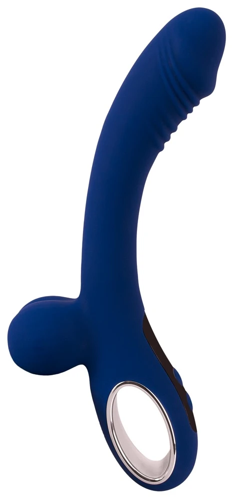 Sweet Smile Vibrator mit Vibro-Hoden und Display blau