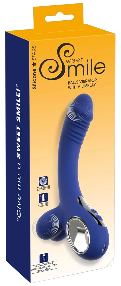 Sweet Smile Vibrator mit Vibro-Hoden und Display blau