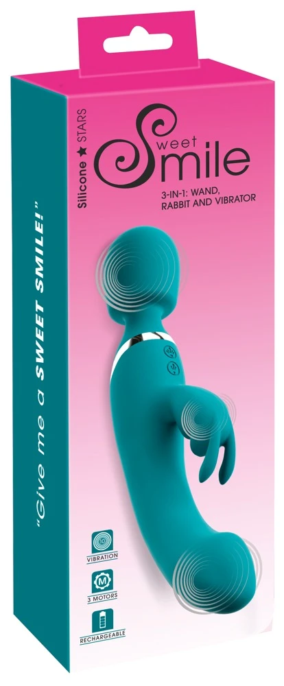 54092840000_verp.jpg Sweet Smile 3in1 Vibrator Massagestab und Rabbit türkis