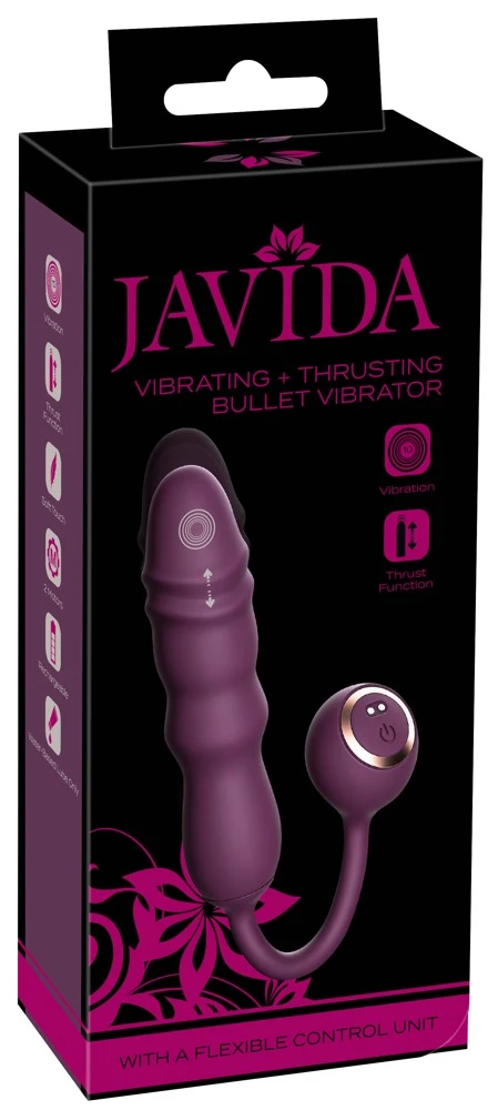 JAVIDA Vibrating + Thrusting Bullet Vibrator mit Stoßfunktion, Silikon, lila