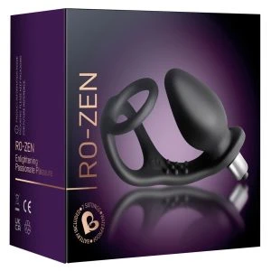 Rocks Off Penis-/Hodenring mit Vibro-Analplug RO-ZEN-Black schwarz