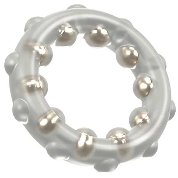 Rebel Cock Ring mit Metallkugeln, Silikon transparent
