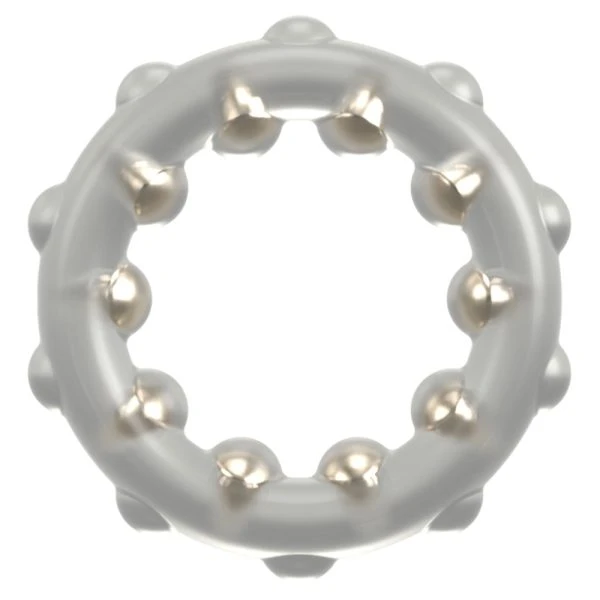 Rebel Cock Ring mit Metallkugeln, Silikon transparent
