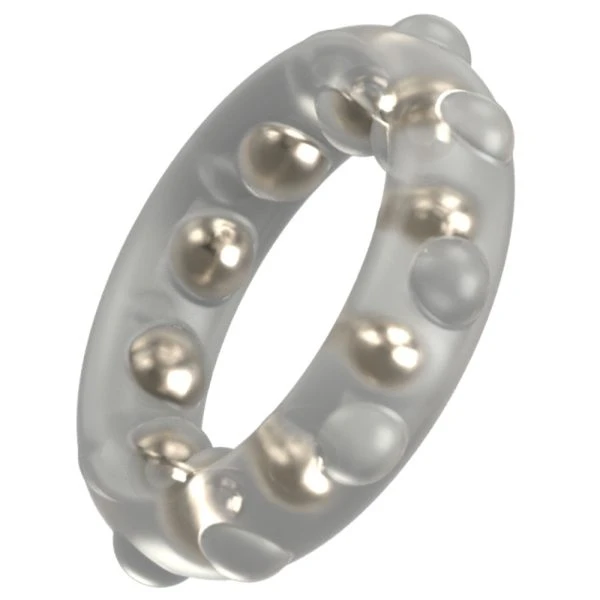 Rebel Cock Ring mit Metallkugeln, Silikon transparent