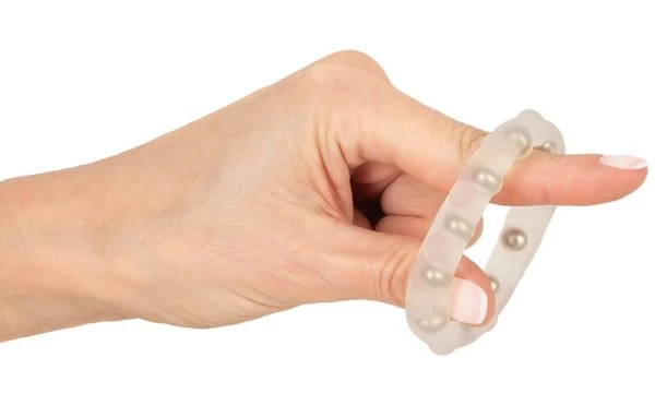 Rebel Cock Ring mit Metallkugeln, Silikon transparent