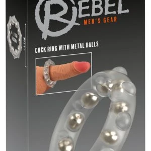 Rebel Cock Ring mit Metallkugeln, Silikon transparent