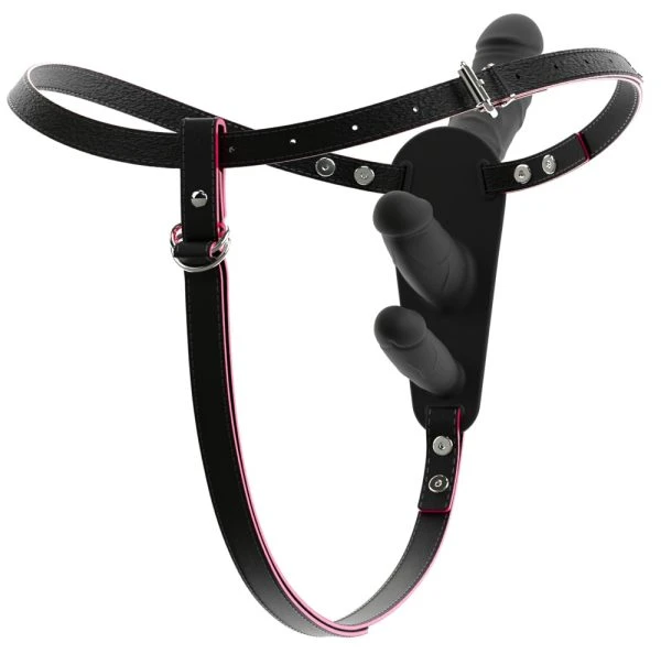 You2Toys Strap-On Double Inside mit 3 Vibratoren, schwarz