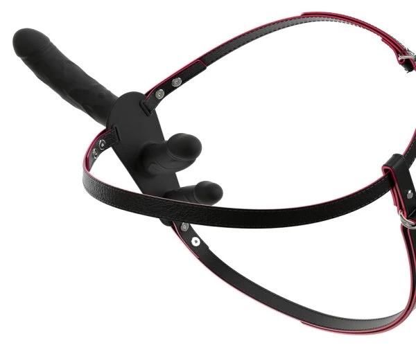 You2Toys Strap-On Double Inside mit 3 Vibratoren, schwarz