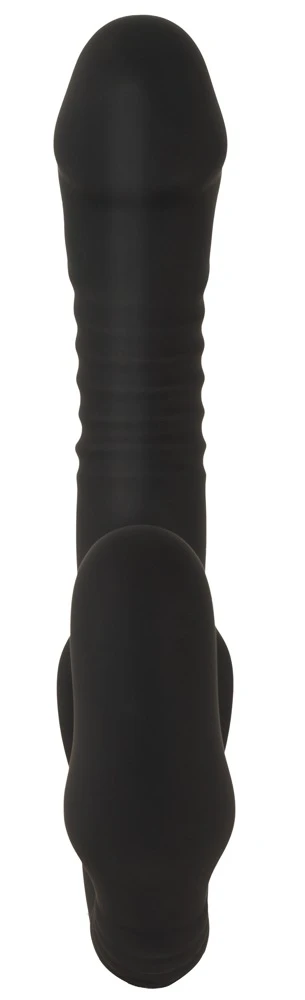 Strapless Strap-On Thrusting RC Doppelvibrator mit Stoßfunktion, schwarz